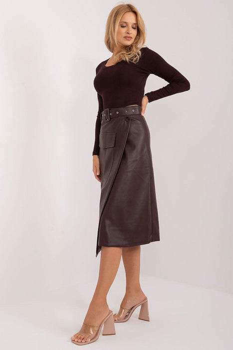 Sustainable Style: Belted Midi Skirt with Innovative Envelope Front