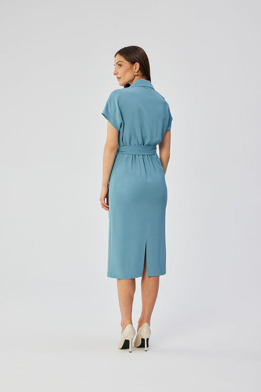 Elegant Midi Dress with Airy Kimono Sleeves - Made in Europe