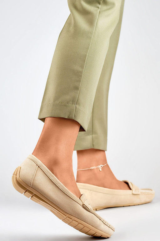 Chic Beige Suede Moccasins