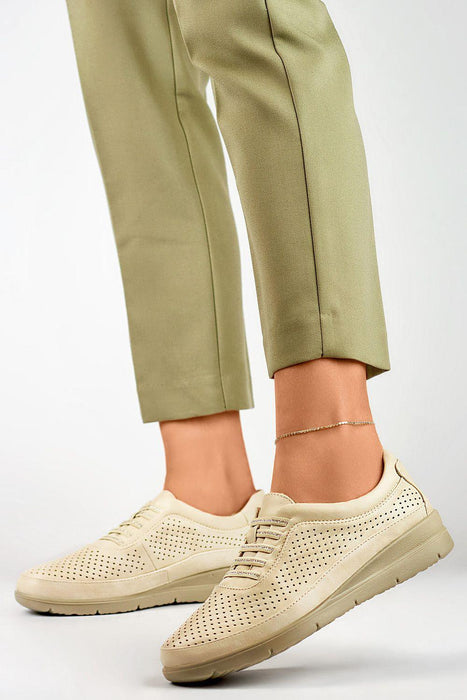 Elegant Eco-Friendly Beige Mocassin Half-Boots