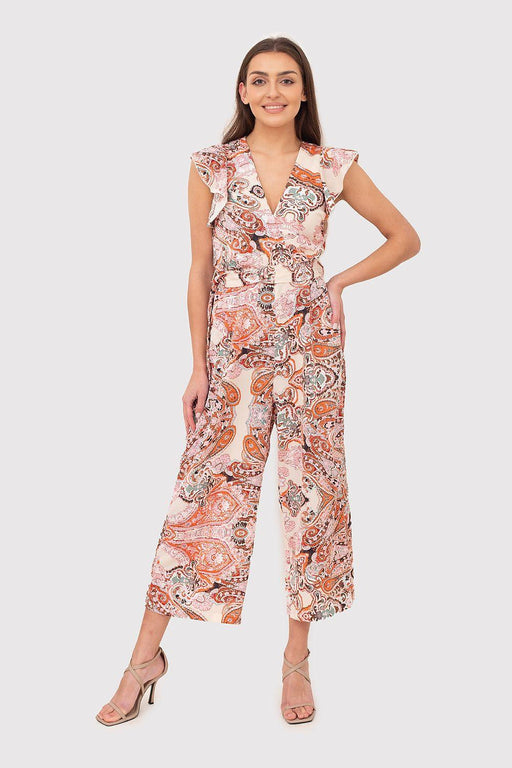 Vibrant Ruffle Detail Jumpsuit with Waist Tie