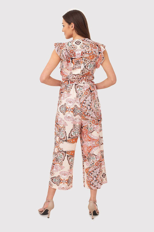 Vibrant Ruffle Detail Jumpsuit with Waist Tie