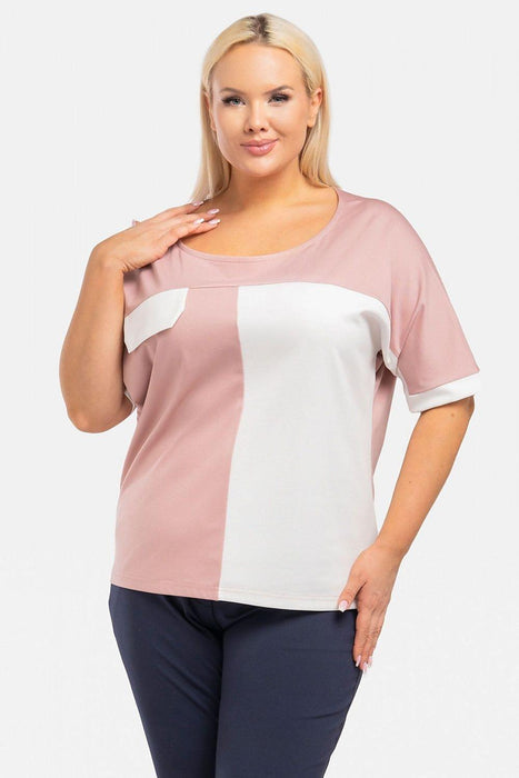 Chic Dual-Color Plus Size Blouse - Teya