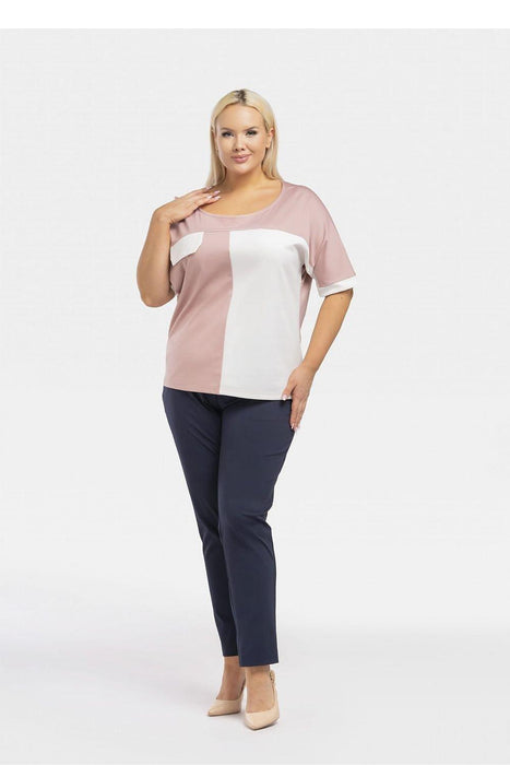 Chic Dual-Color Plus Size Blouse - Teya