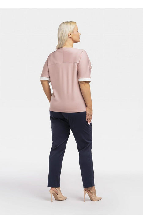 Chic Dual-Color Plus Size Blouse - Teya