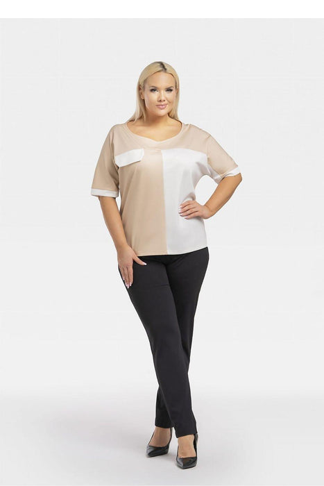 Chic Dual-Color Plus Size Blouse - Teya