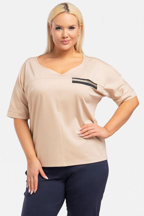 Chic Plus Size Teya Blouse with Stylish Ribbon Accent