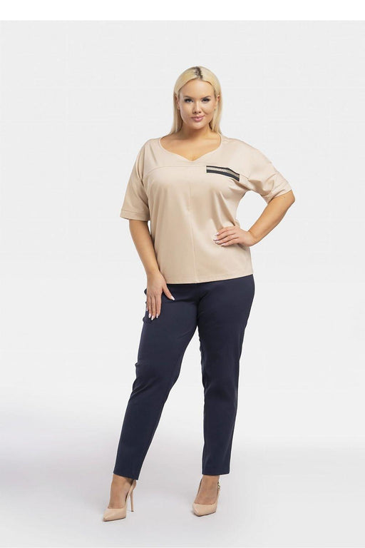 Chic Plus Size Teya Blouse with Stylish Ribbon Accent