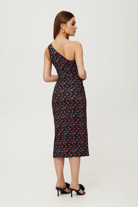 Sophisticated Tuba Print Knit Midi Dress for Effortless Style