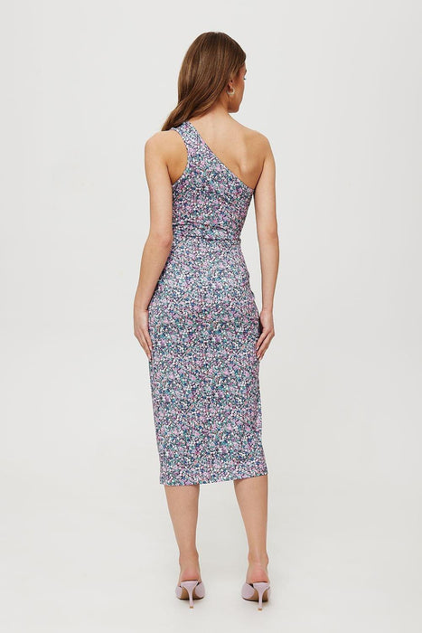 Sophisticated Tuba Print Knit Midi Dress for Effortless Style