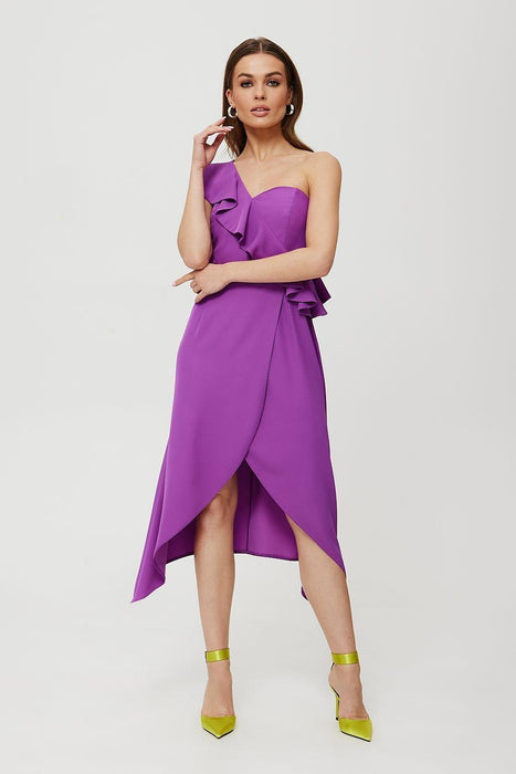 Chic One-Shoulder Ruffle Cocktail Gown