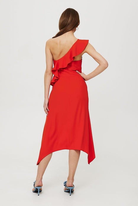 Chic One-Shoulder Ruffle Cocktail Gown