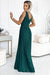 Sophisticated Green Brocade Evening Gown by Numoco