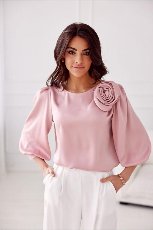 Elegant Satin Rose Blouse - Luxurious Fashion Statement