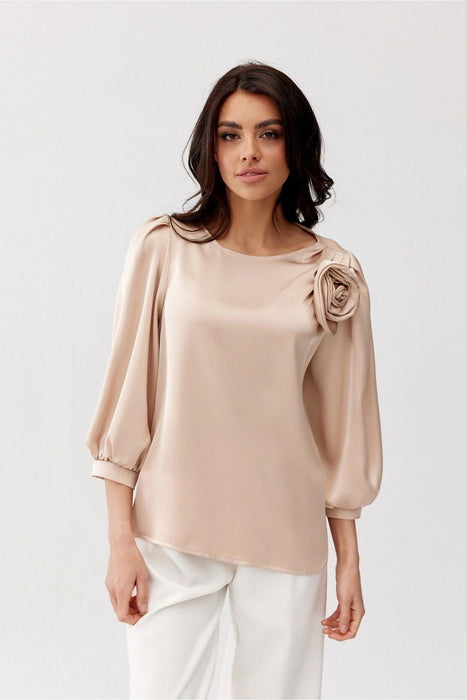 Elegant Satin Rose Blouse - Luxurious Fashion Statement