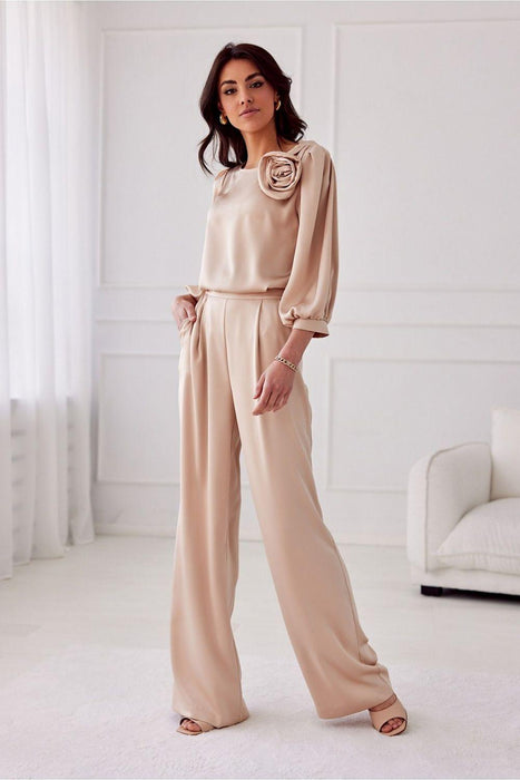 Elegant Satin Rose Blouse - Luxurious Fashion Statement