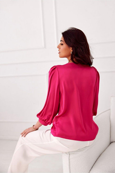 Elegant Satin Rose Blouse - Luxurious Fashion Statement