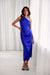 Elegant One-Shoulder Satin Midi Dress with Unique Side Crease Design