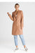 Elegant Button-Down Knee-Length Winter Coat