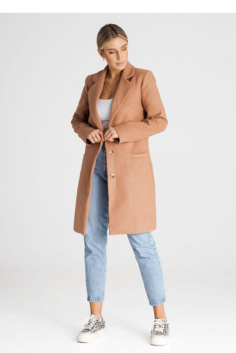 Elegant Button-Down Knee-Length Winter Coat