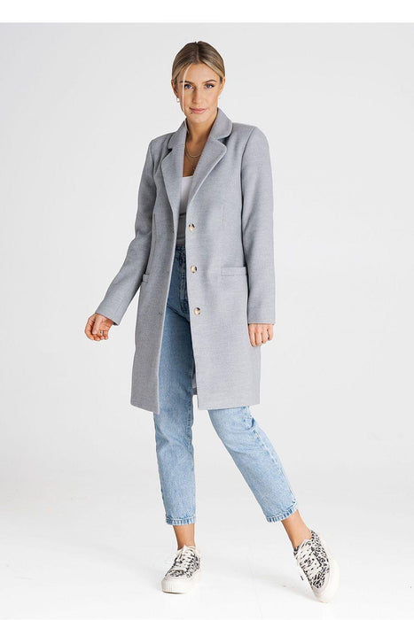 Elegant Button-Down Knee-Length Winter Coat