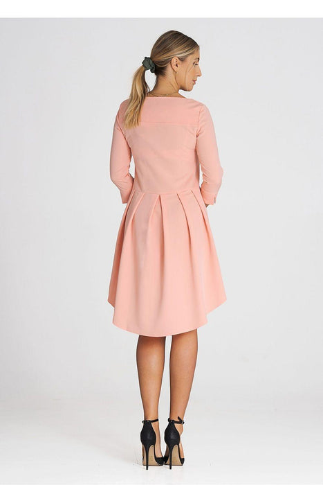 Sophisticated Pleated Back Asymmetrical Cocktail Dress