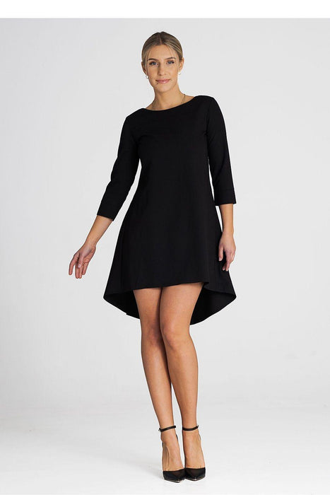 Sophisticated Pleated Back Asymmetrical Cocktail Dress