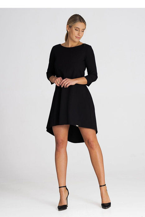 Sophisticated Pleated Back Asymmetrical Cocktail Dress