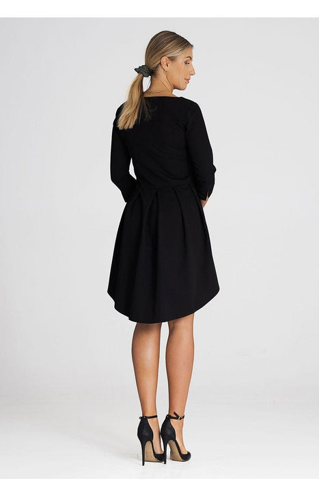 Sophisticated Pleated Back Asymmetrical Cocktail Dress