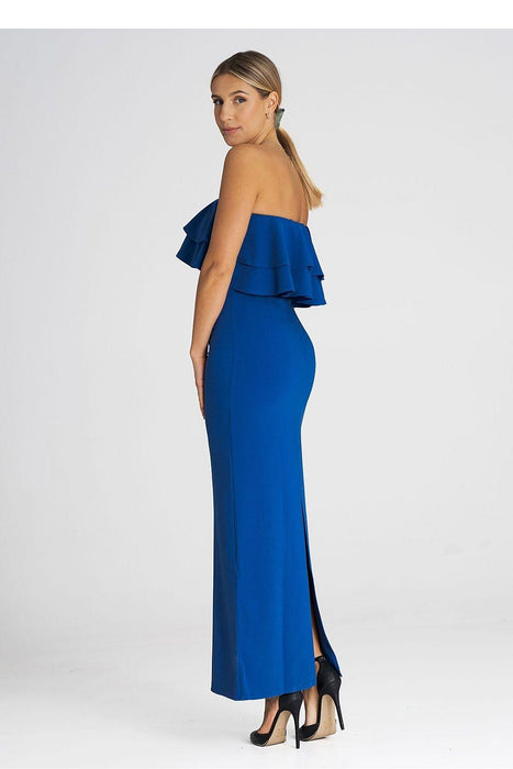 Sophisticated Sleeveless Maxi Dress with Double Ruffle Neckline