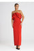 Sophisticated Sleeveless Maxi Dress with Double Ruffle Neckline