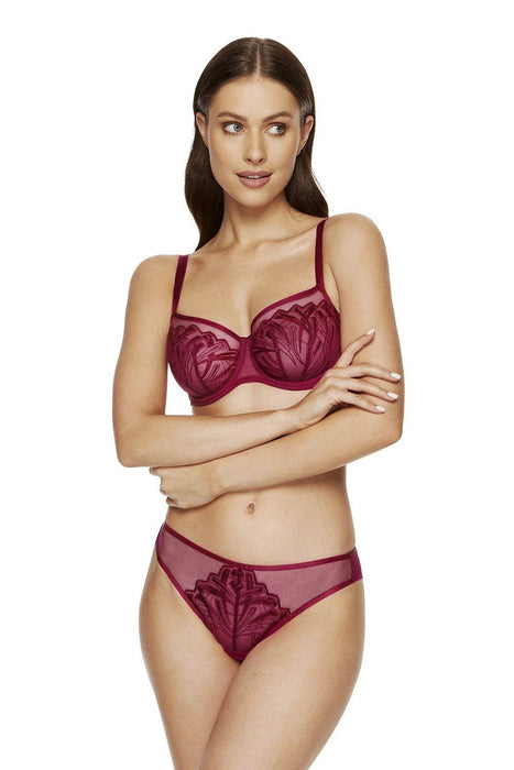 Elegant Fuchsia Embroidered Bra with Gold Accents by Gorteks