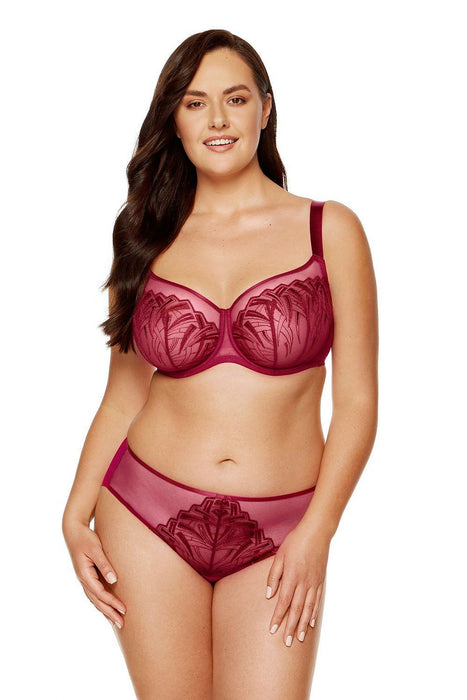 Elegant Fuchsia Embroidered Bra with Gold Accents by Gorteks