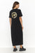 Elegant Black Maxi Sweater Dress with Artistic Appliqués