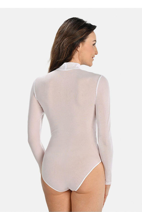 Sophisticated Mesh Turtleneck Bodysuit for Timeless Style