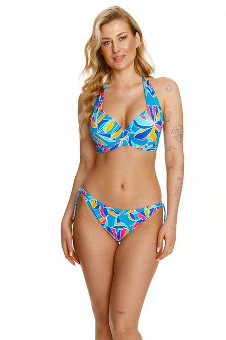 Vibrant Floral High-Waisted Swim Bottoms with Chic Tie Accents