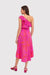 Fuchsia Floral Ruffle One-Shoulder Daydress