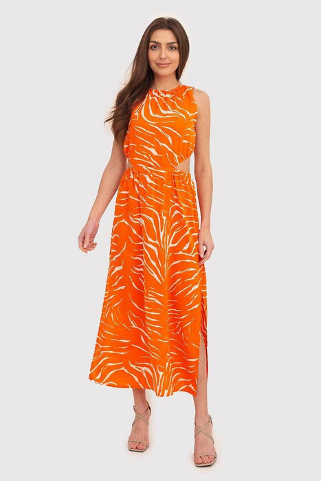 Chic Orange Floral Midi Dress by Ax Paris