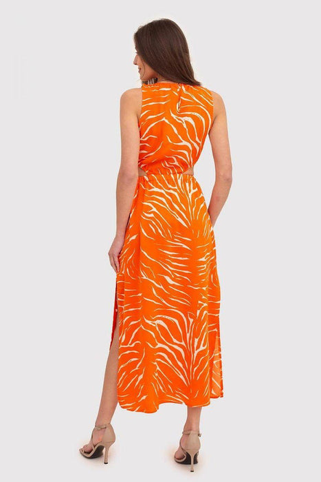 Chic Orange Floral Midi Dress by Ax Paris