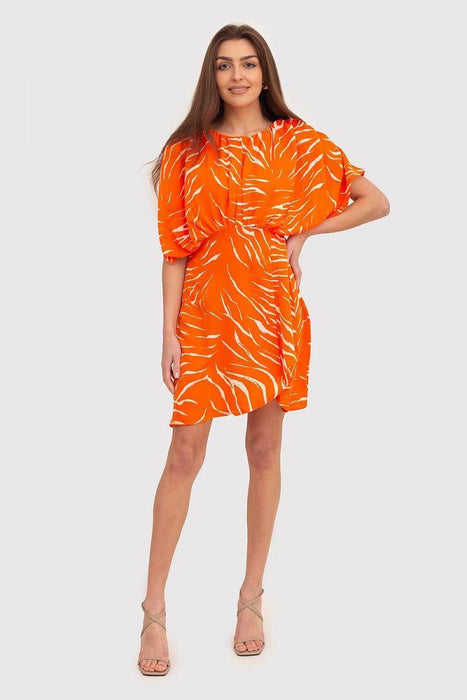 Vibrant Orange Flowing Summer Mini Dress by Ax Paris