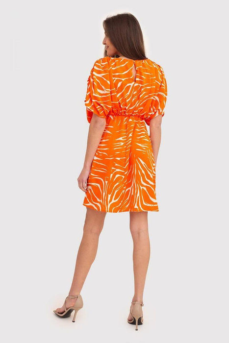 Vibrant Orange Flowing Summer Mini Dress by Ax Paris