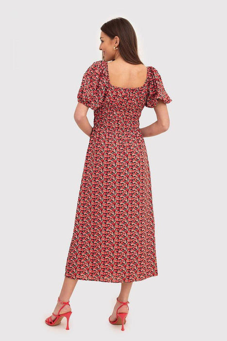 Everyday Elegance: Red Floral Midi Dress by Ax Paris