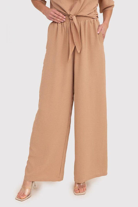 Chic Black Linen Trousers with Elastic Waistband