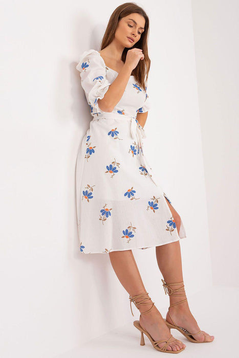 Sunrise Blooms Flared Midi Dress - Made in Europe