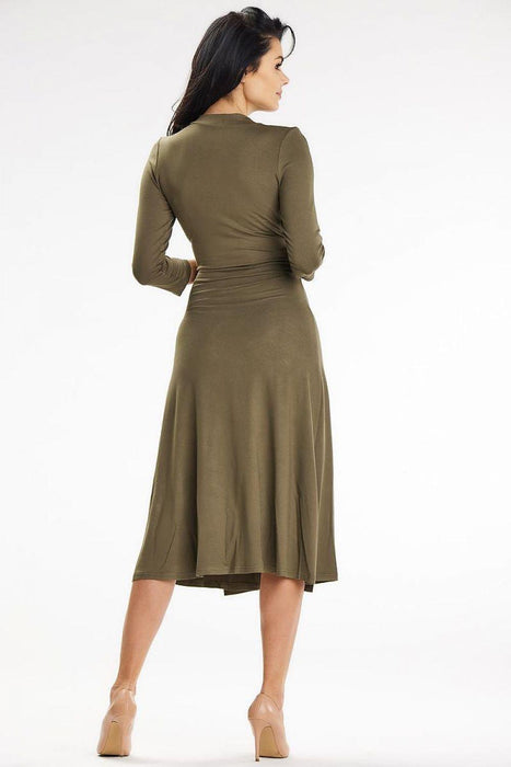 Romantic Envelope Top Midi Dress with Belted Waist