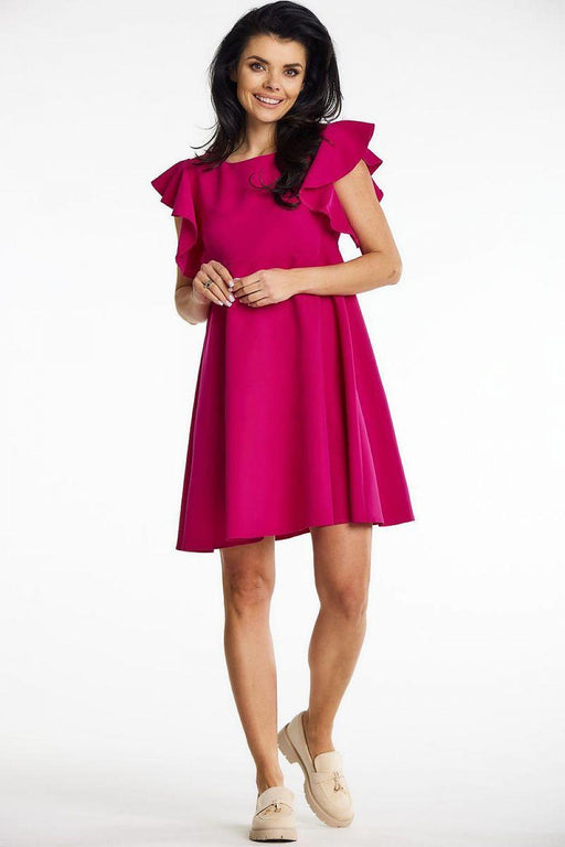 Elegant Frilled Cocktail Mini Dress