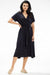 Elegant Midi Dress with Flared Silhouette and Kimono Sleeves