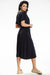 Elegant Midi Dress with Flared Silhouette and Kimono Sleeves