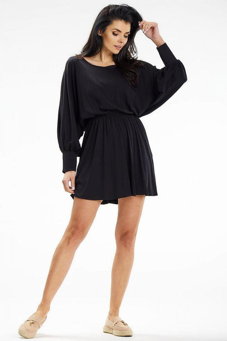 Chic Kimono-Inspired Mini Dress with Comfortable Elastic Waistband