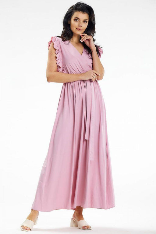 Elegant Summer Envelope Maxi Dress with Ruffled Details